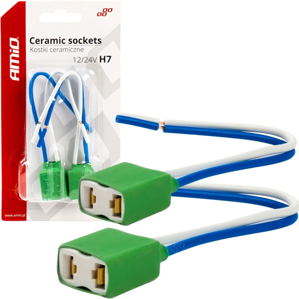 AMIO Kostki montazowe H7 ceramiczne z kablem Hurtownia Sklep Tarnow AMIO Kostki montażowe H7 ceramiczne z kablem