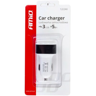 AMIO Ładowarka samochodowa 3xUSB 5,1A