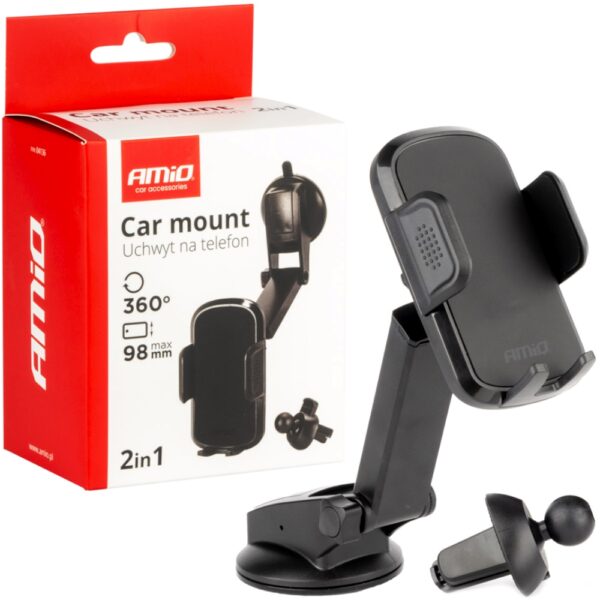AMIO Uchwyt do samochodu na telefon szybę kokpit kratkę regulowany