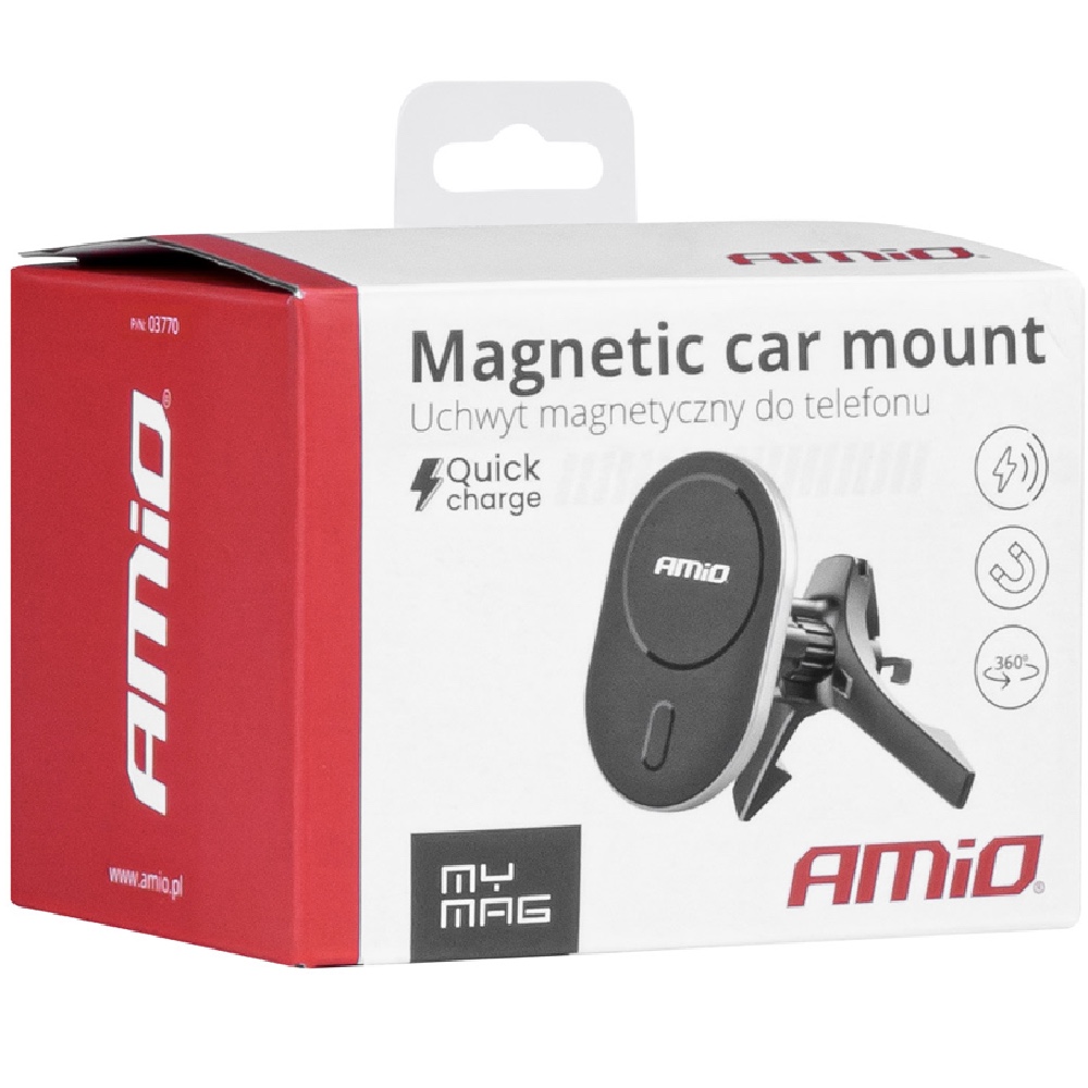 AMIO Uchwyt na telefon z ladowarka indukcyjna MyMag iPhone MagSafe Hurtownia Sklep Tarnow AMIO Uchwyt na telefon z ładowarką indukcyjną MyMag