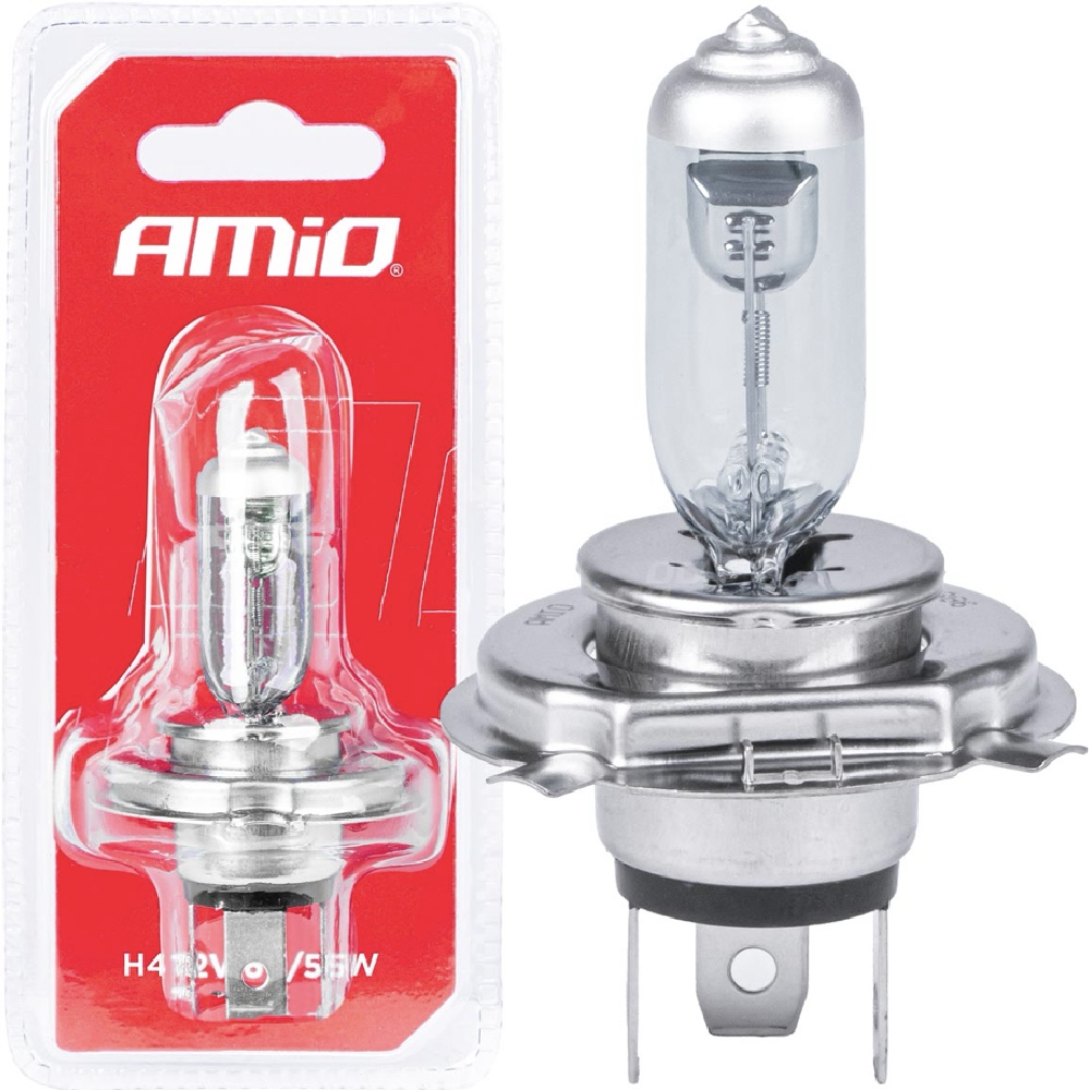 AMIO Zarowka halogenowa H4 12V 60 55W UV blister 1szt Hurtownia Sklep Tarnow AMIO Żarówka halogenowa H4 12V 60/55W UV blister 1szt.