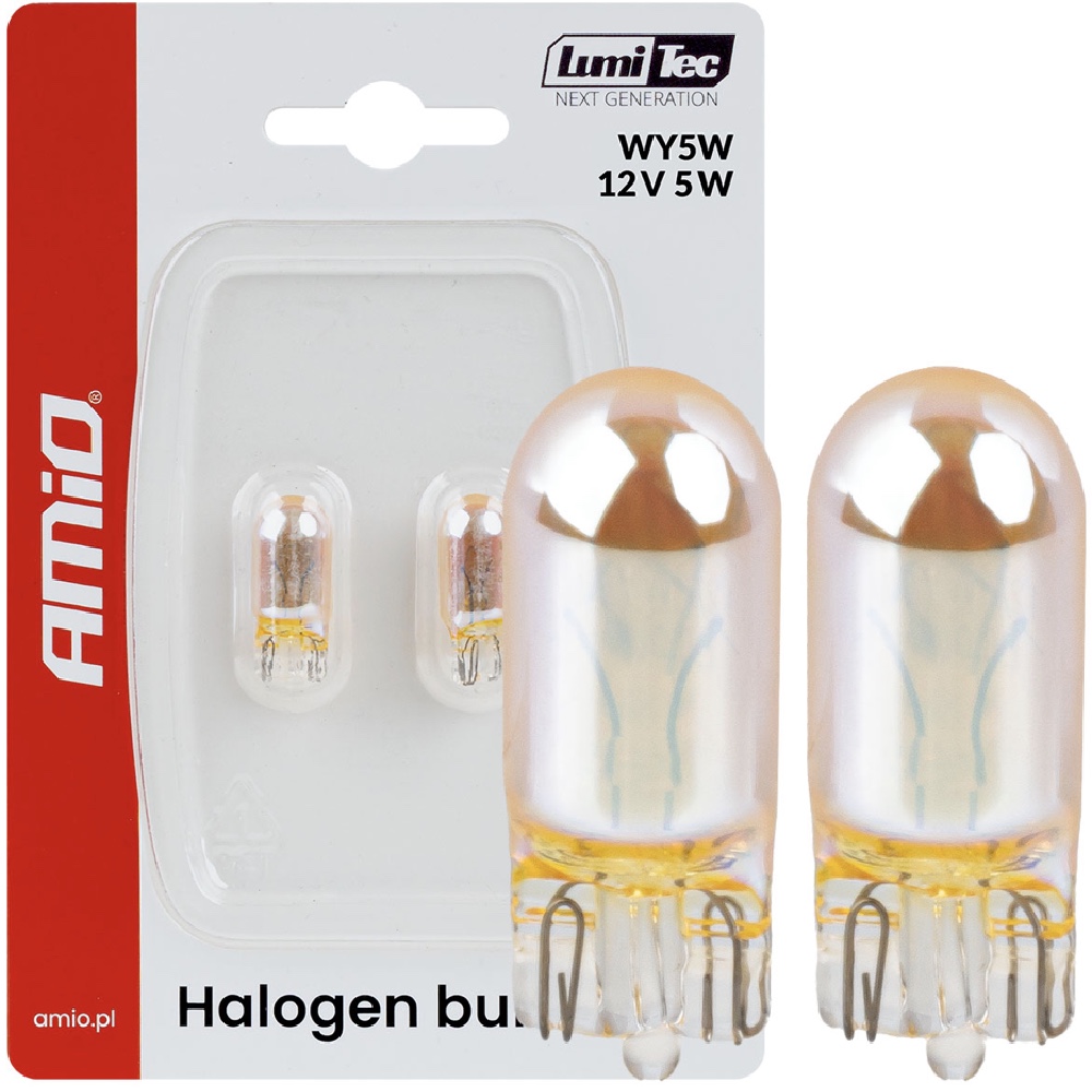 AMIO Żarówki halogenowe 12V WY5W 5W pomarańczowe chrom 2szt.