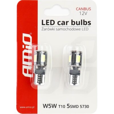 AMIO Żarówki LED CANBUS W5W T10 5SMD 5730 2 szt.