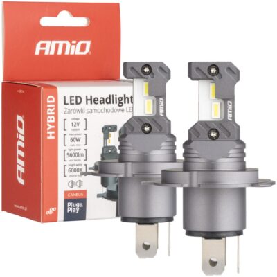 AMIO Żarówki LED Canbus H4 H19 6000K 60W 5600lm