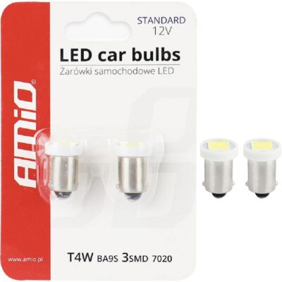 AMIO Żarówki LED STANDARD T4W BA9s 3xSMD 7020 12V