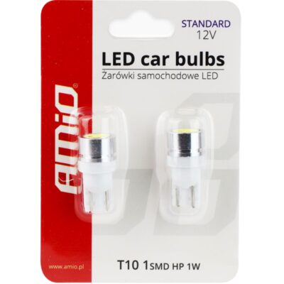 AMIO Żarówki LED W5W T10 1SMD HP 1W białe 2 szt.