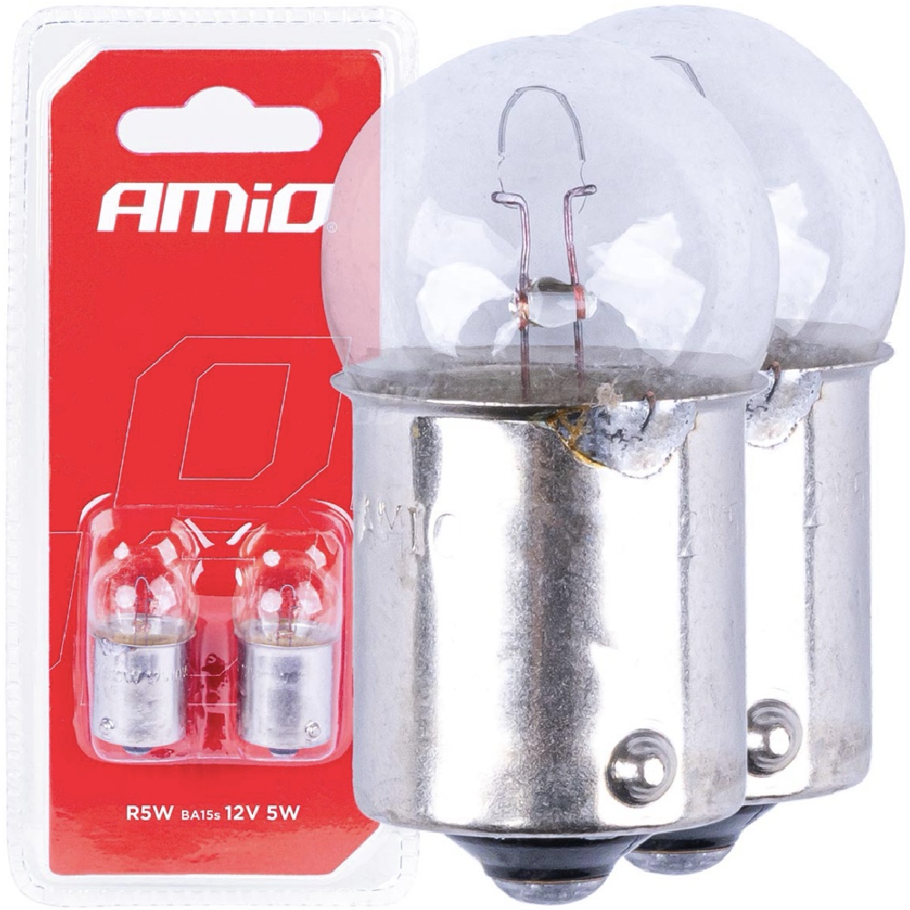 AMIO Żarówki halogenowe R5W BA15s 12V blister 2szt.