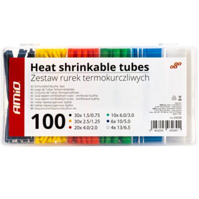 AMIO Zestaw rurek termokurczliwych 100 szt. rurki koszulki