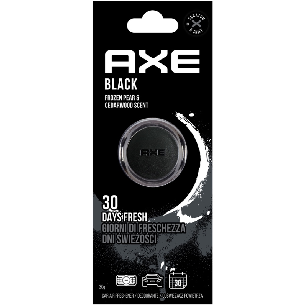 AXE Mini Vent Air Freshener BLACK Zapach do kratki nawiewu Hurtownia Sklep Tarnow AXE Zapach do kratki nawiewu BLACK 17g okrągły