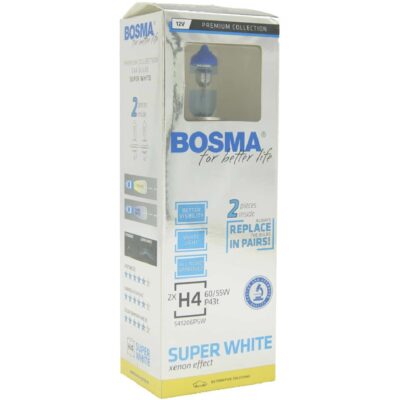 BOSMA Żarówki halogenowe H4 Super White Xenon Effect 12V 60/55W P43t 2szt.