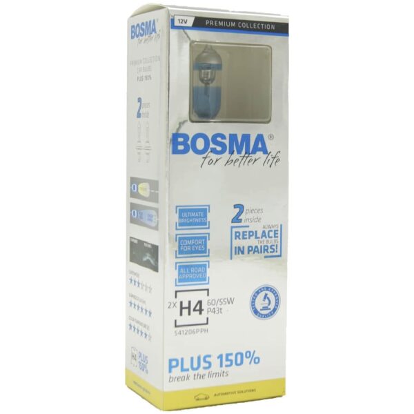 BOSMA Żarówki halogenowe H4 +150% 12V 60/55W P43t 2szt.