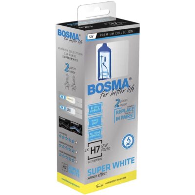 BOSMA Żarówki halogenowe H7 Super White Xenon Effect 12V 55W PX26d 2szt.