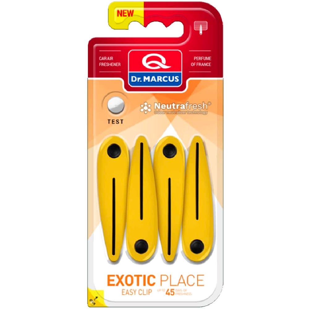 DR MARCUS Easy Clip EXOTIC PLACE Zapach samochodowy klips Hurtownia Sklep Tarnow Dr.Marcus EASY CLIP Exotic Place Zapach samochodowy 4 szt.