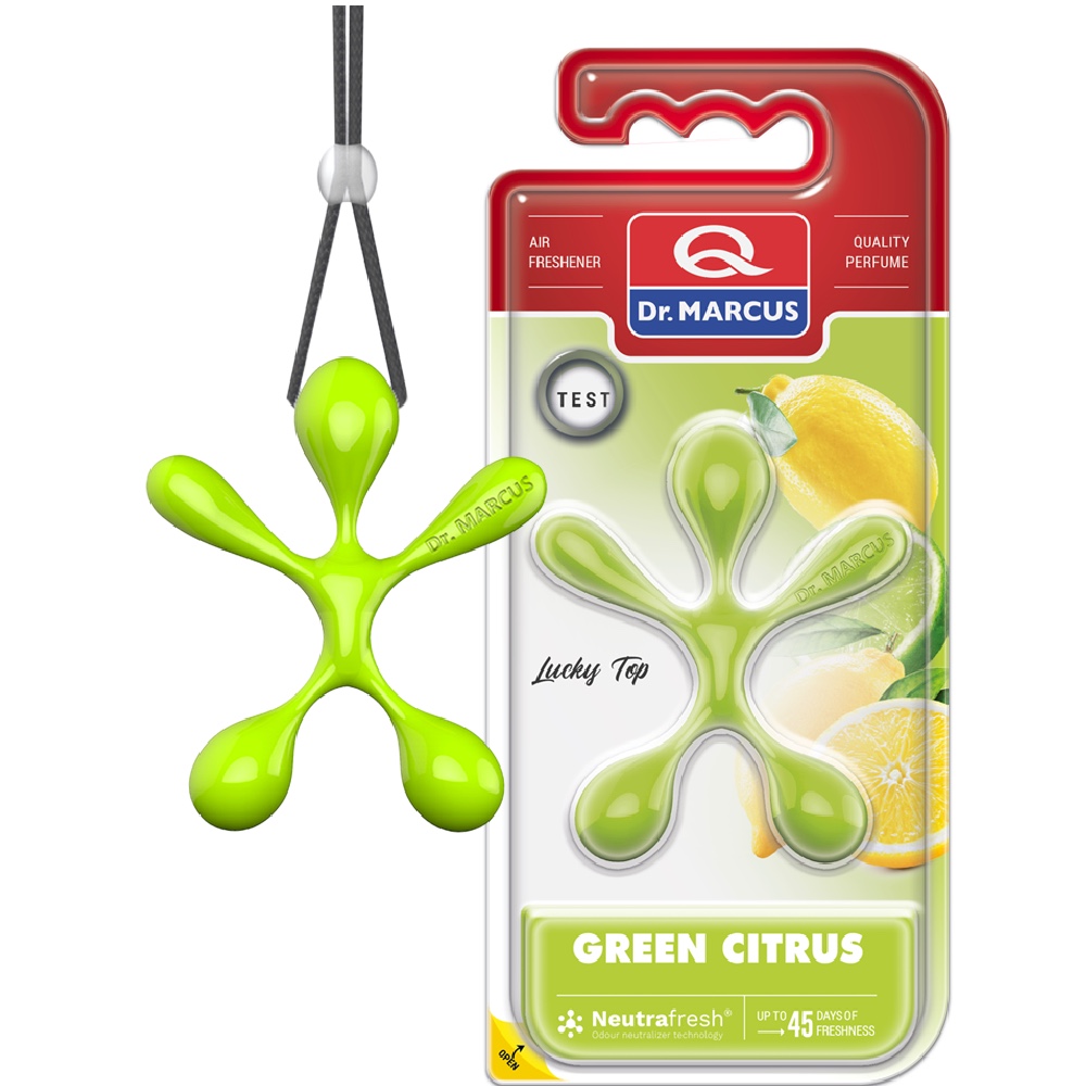 Dr. Marcus Lucky Top GREEN CITRUS Zawieszka zapachowa do samochodu Hurtownia Sklep Tarnow Zapach Dr Marcus LUCKY TOP Green Citrus