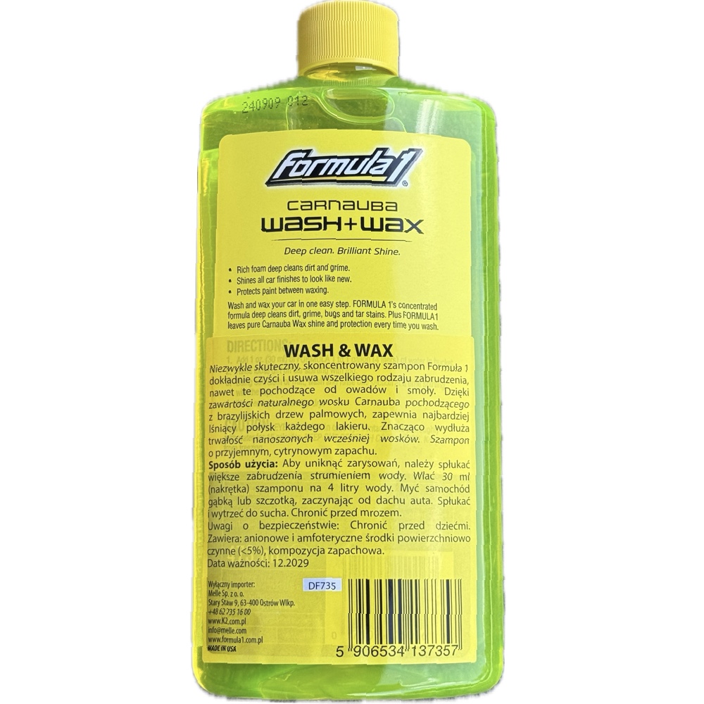 FORMULA1 Szampon samochodowy wosk Carnauba 473ml Hurtownia Sklep Tarnow FORMULA1 Szampon samochodowy z woskiem Carnauba 473ml - obrazek 2