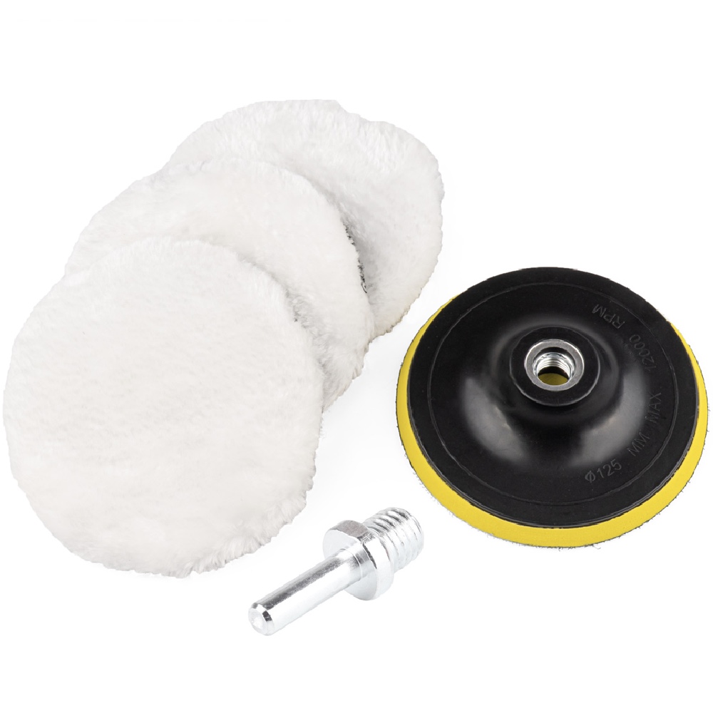 Futro polerskie na rzep do polerowania zestaw AMIO 03236 Hurtownia Sklep Tarnow AMIO Futro polerskie na rzep do polerowania 125mm zestaw pad adapter