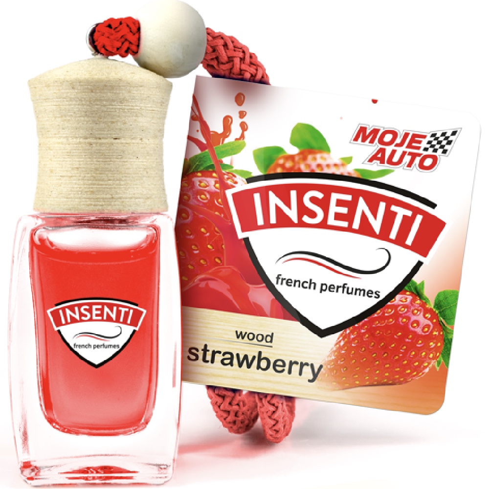 MOJE AUTO Insenti Wood 8ml TRUSKAWKA Zawieszka zapachowa