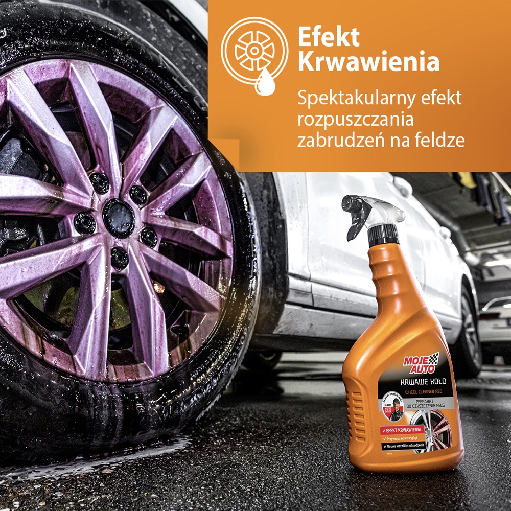 MOJE AUTO Krwawe kolo 700ml Plyn do mycia kazdego rodzaju felg Hurtownia Sklep Tarnow MOJE AUTO Krwawe koło 700ml atomizer Preparat do czyszczenia felg - obrazek 3