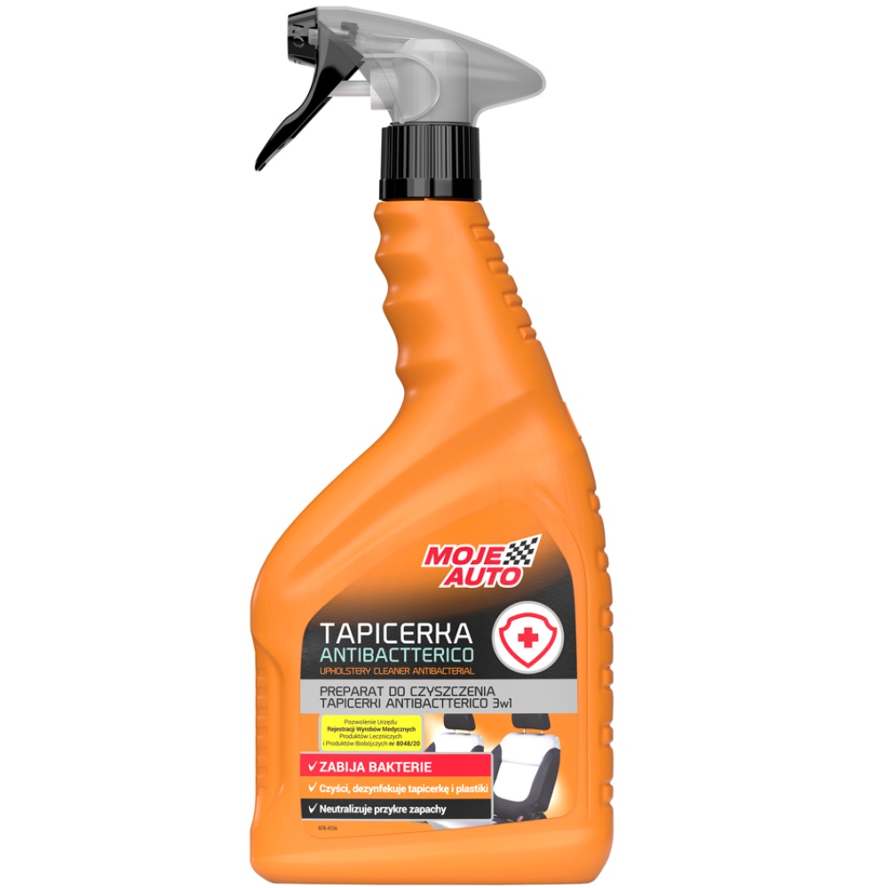 MOJE AUTO Plyn do czyszczenia tapicerki Antibactterico 3w1 750 ml Atomizer Hurtownia Sklep Tarnow MOJE AUTO Antibactterico 750 ml Płyn do czyszczenia tapicerki antybakteryjny