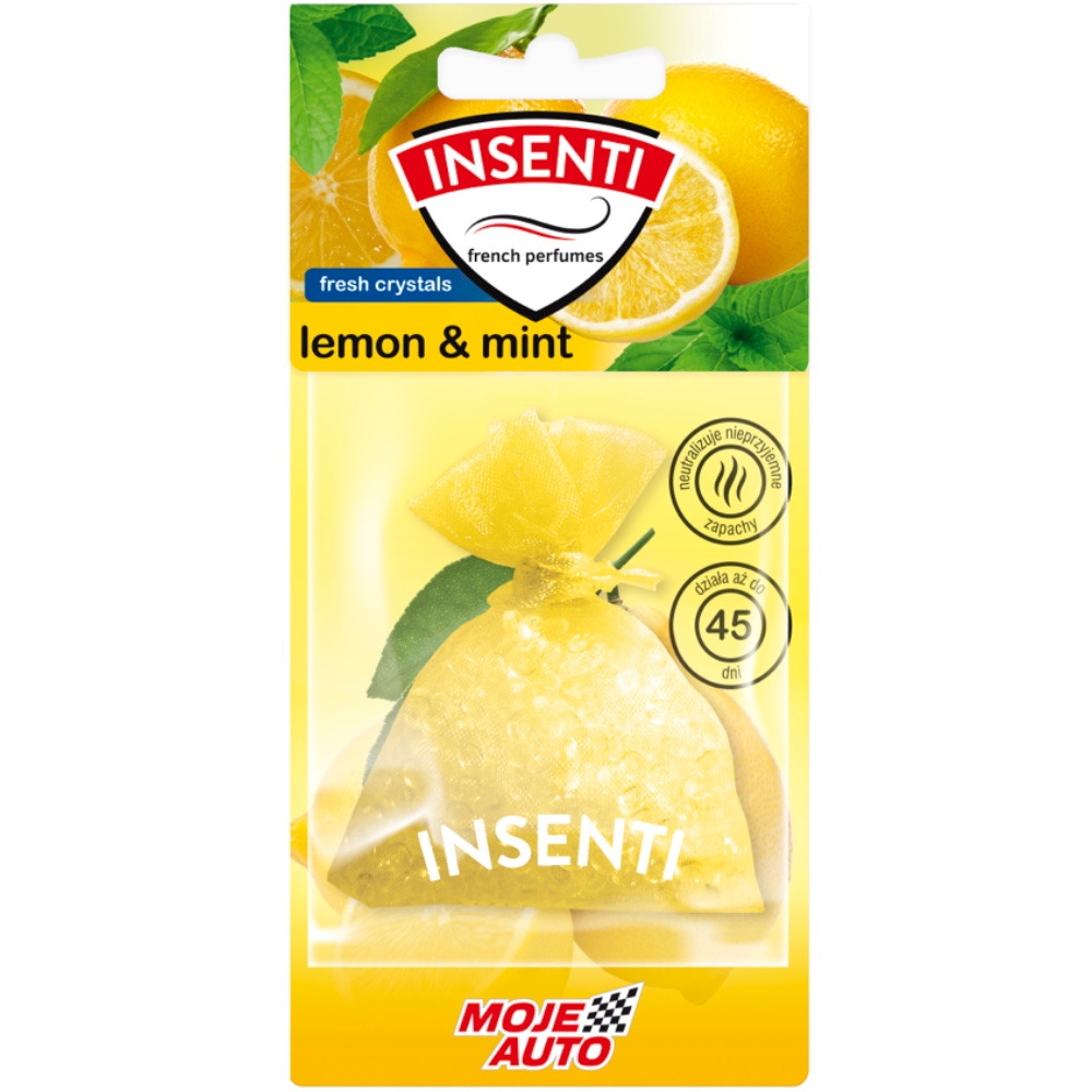 Moje Auto Insenti Lemon and Mint Woreczek o zapachu Miety z Cytryna Hurtownia Sklep Tarnow Moje Auto Insenti Lemon&Mint Woreczek o zapachu Mięty z Cytryną