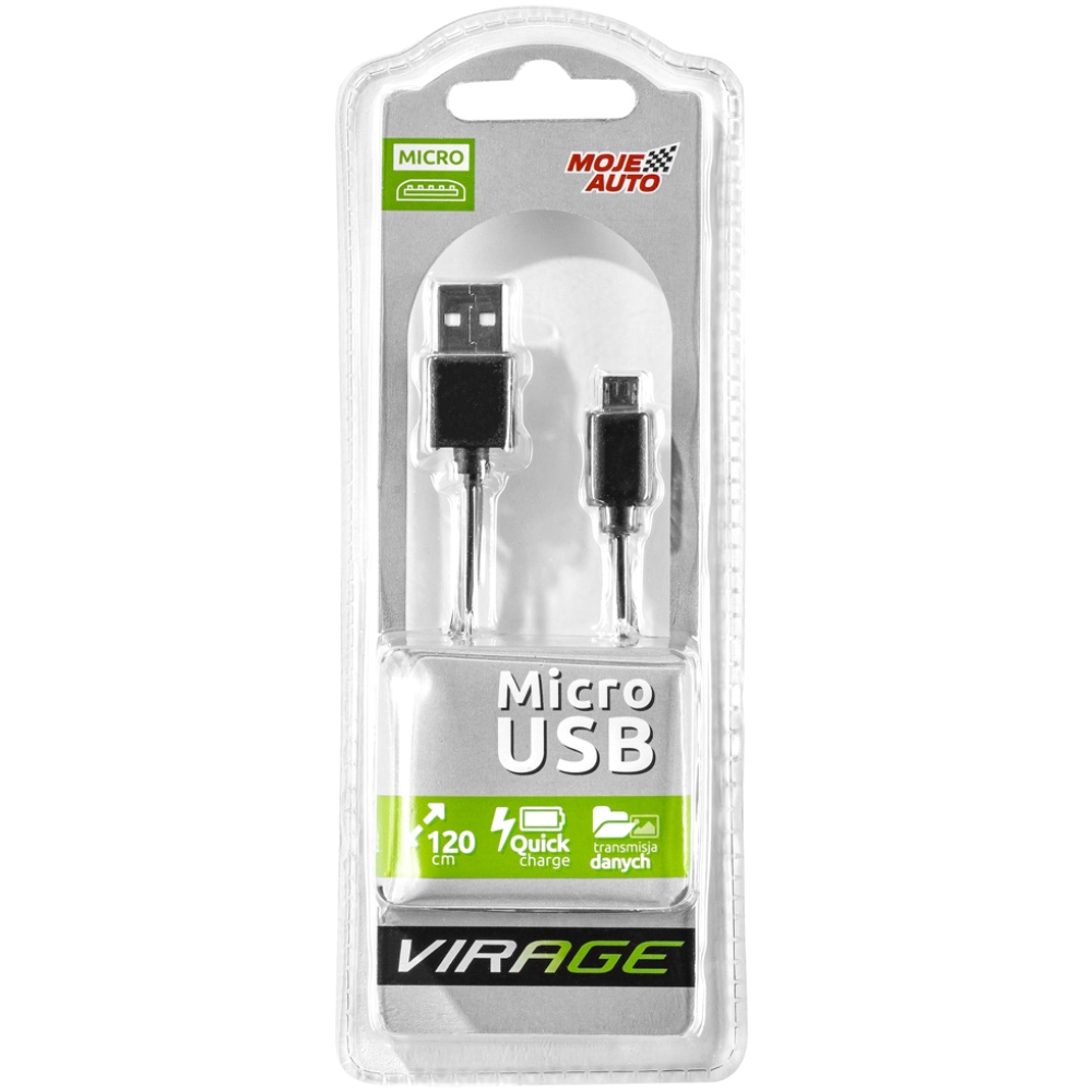 Moje Auto VIRAGE Kabel do ladowania telefonu z USB na Micro USB 120 cm Hurtownia Sklep Tarnow Kabel do ładowania telefonu USB - Micro USB 120 cm Moje Auto VIRAGE