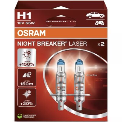 OSRAM Night Breaker Laser H1 +150% 12V 55W P14,5s Żarówki halogenowe 2szt