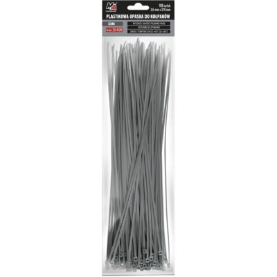 Opaska plastikowa do kołpaków - szara 3,6x370mm 100 szt.