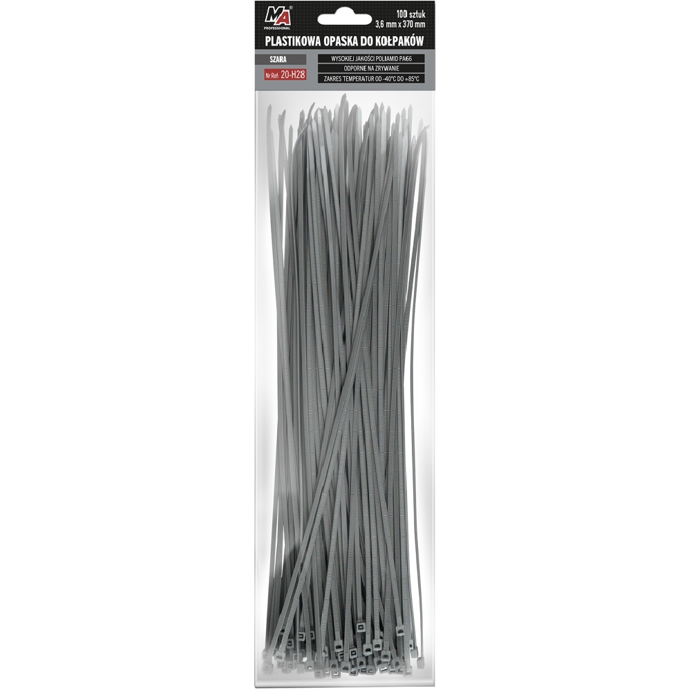 Opaska plastikowa do kolpakow szara 3 6x370mm 100 szt Hurtownia Sklep Tarnow Opaska plastikowa do kołpaków - szara 3,6x370mm 100 szt.