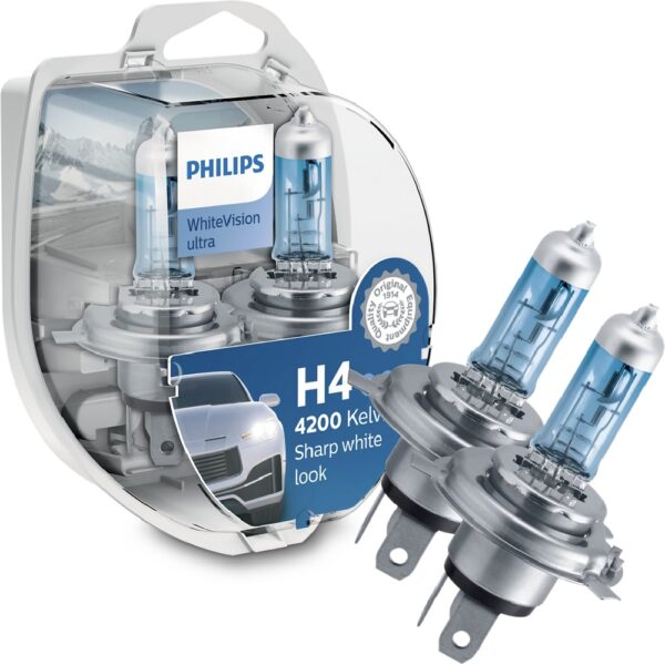 PHILIPS Żarówki halogenowe H4 WhiteVision Ultra 2szt biała barwa