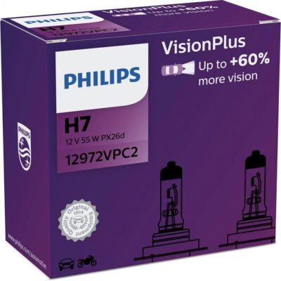 PHILIPS Żarówki halogenowe H7 VisionPlus +60% 12V 55W zestaw 2 szt
