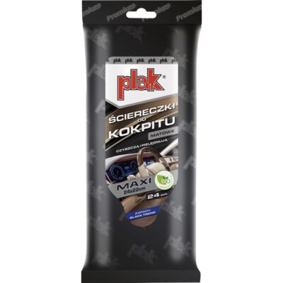PLAK Nawilżane ściereczki do kokpitu MAXI matowe BLACK TREND