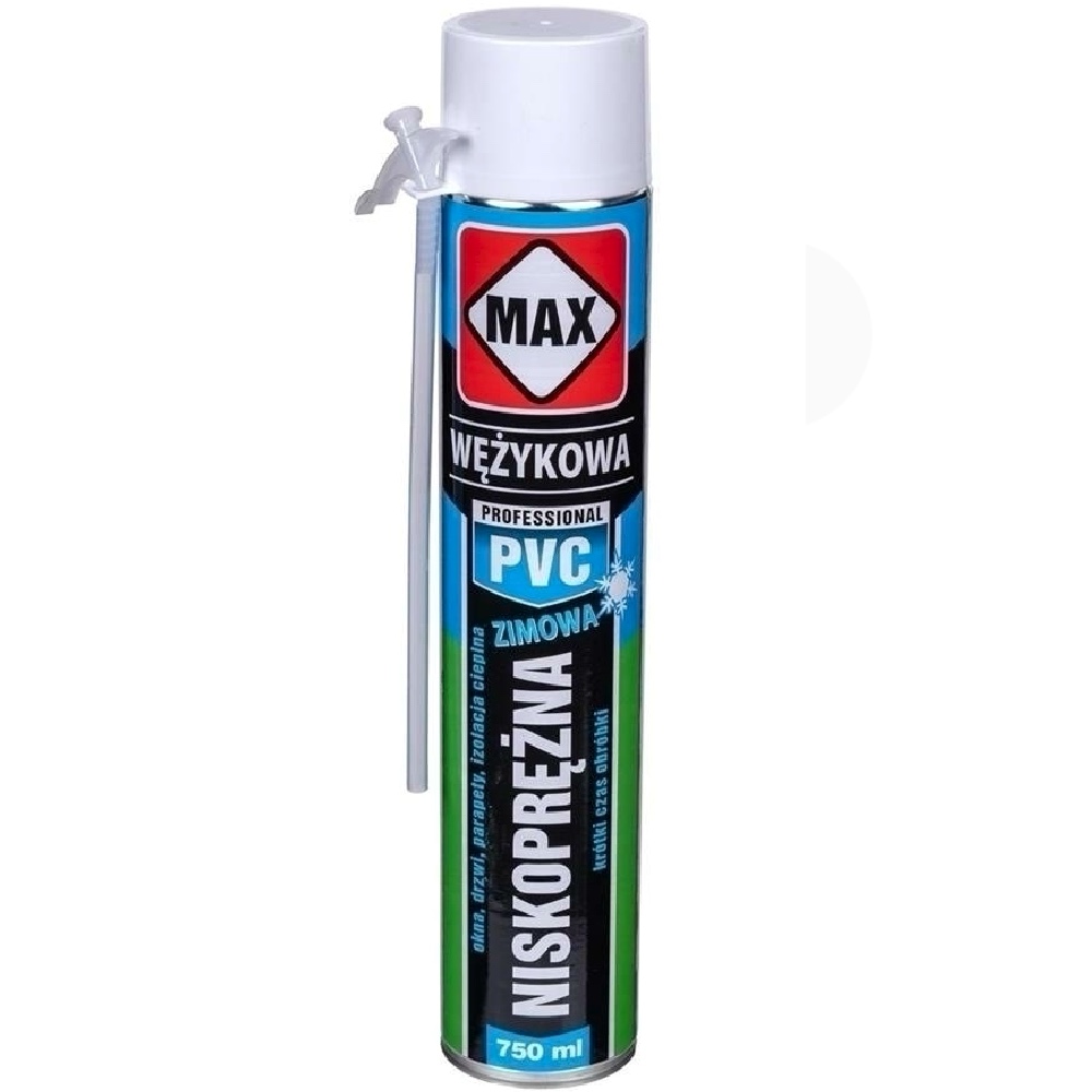 Piana montazowa wezykowa PVC zima MAX 750ml Hurtownia Sklep Tarnow MAX Piana montażowa PVC wężykowa zimowa 750ml