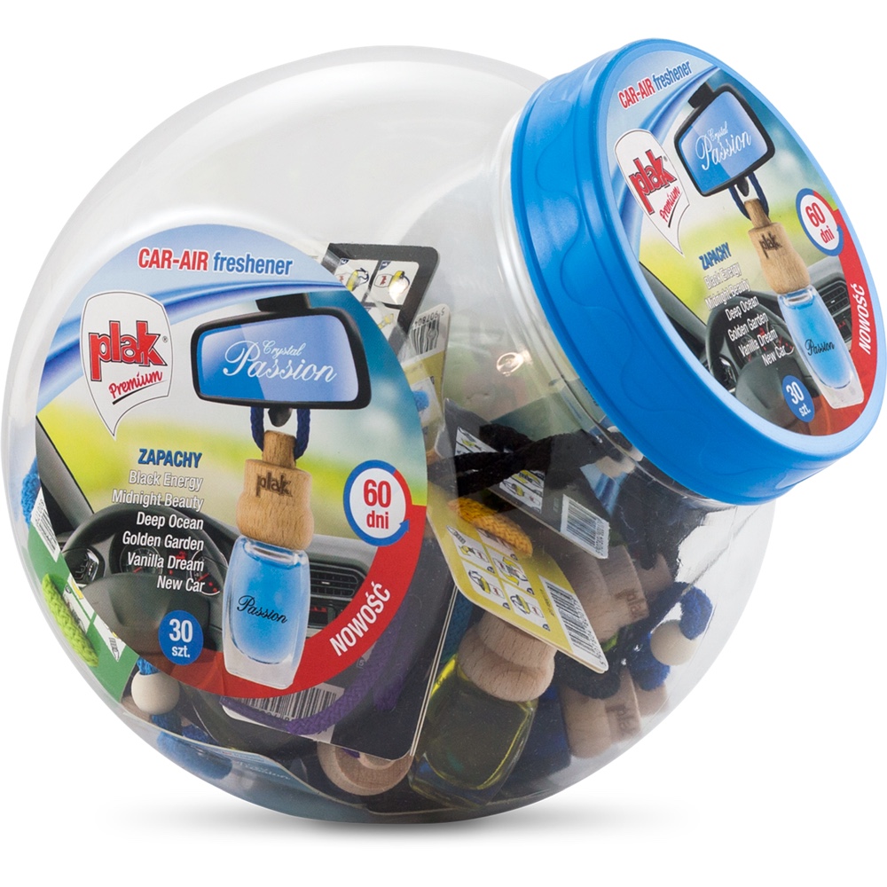 Plak Crystal Passion mix zawieszek zapachowych do domu 30 szt x 8 ml hurtownia sklep Tarnow PLAK Crystal Passion 8 ml x 30 szt. Zestaw zawieszek zapachowych do samochodu