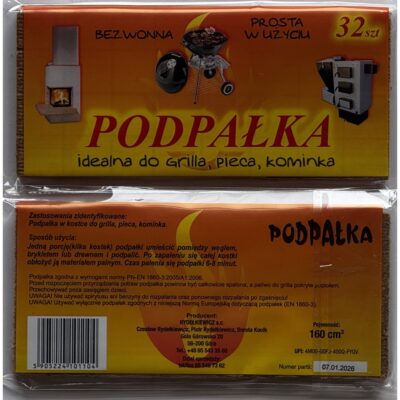 Rozpałka do grilla SZARA kostka 32szt