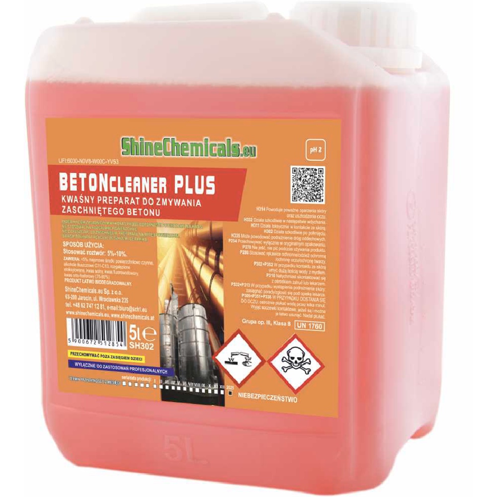 SHINE CHEMICALS Beton Cleaner Plus 5L Silny preparat do zmywania zaschniętego betonu