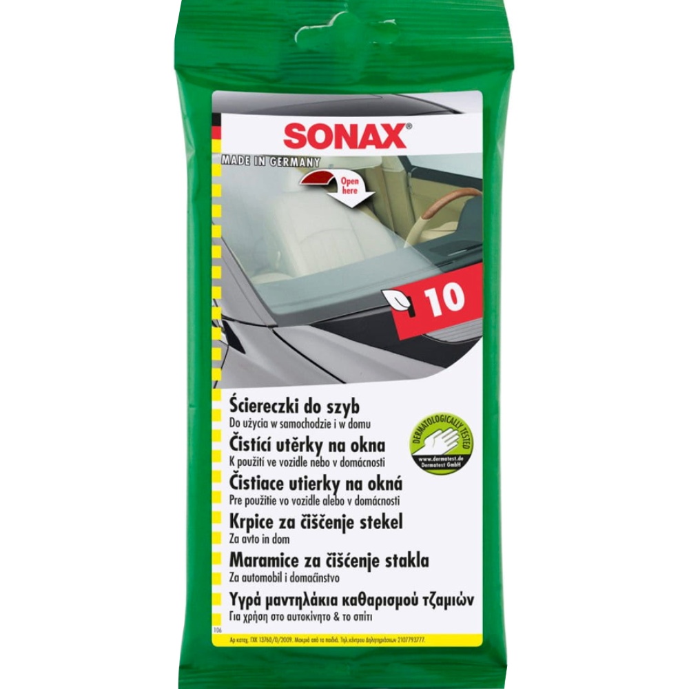 SONAX Nawilzane sciereczki do szyb samochodowych 10 szt Hurtownia Sklep Tarnow SONAX Nawilżane ściereczki do mycia szyb samochodowych 10 szt.