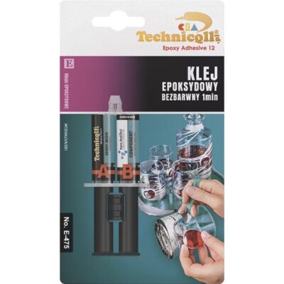 TECHNICQLL Klej epoksydowy bezbarwny 1 min 2x3ml strzykawka