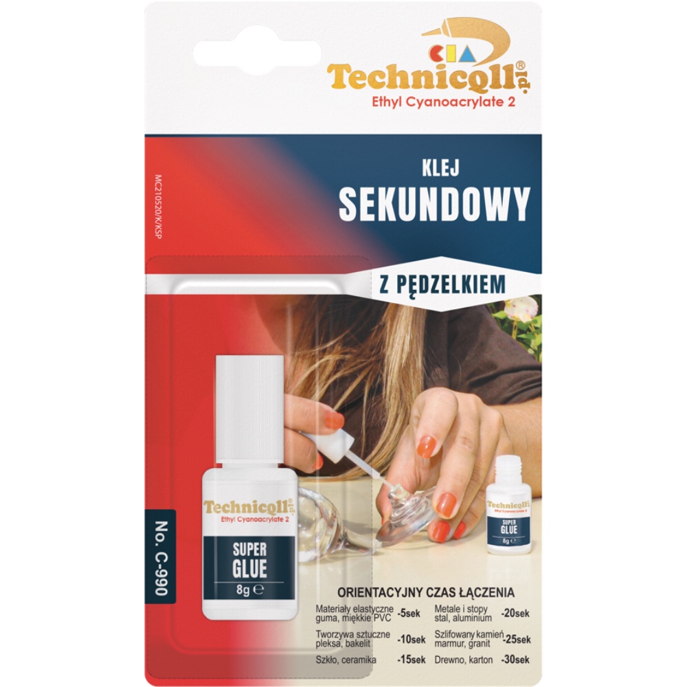 TECHNICQLL Klej sekundowy z pedzelkiem 8 g hurtownia sklep Tarnow TECHNICQLL Klej sekundowy z pędzelkiem 8 g