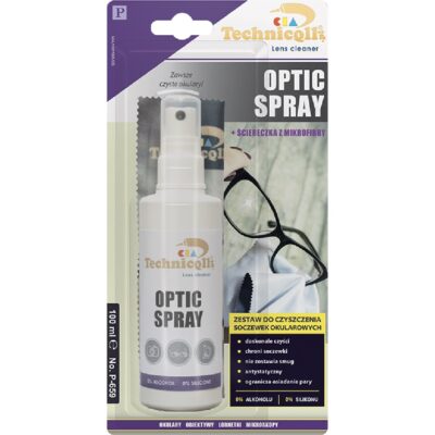 TECHNICQLL Optic spray 100ml Zestaw do czyszczenia soczewek okularów płyn + ściereczka