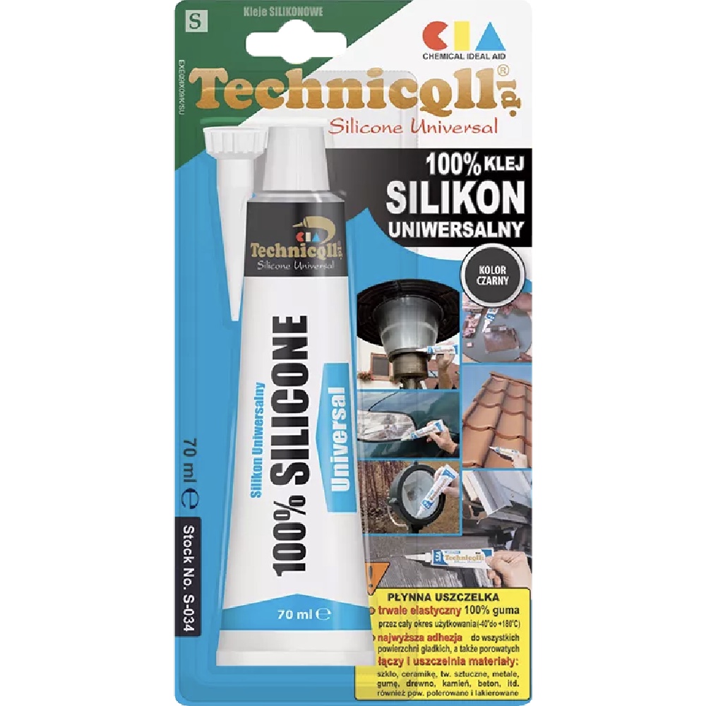 TECHNICQLL Silikon uniwersalny czarny 70ml tubka Hurtownia Sklep Tarnow TECHNICQLL Silikon uniwersalny czarny 70ml tubka