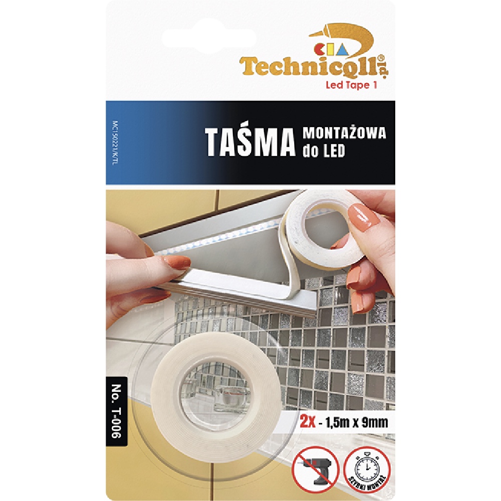 TECHNICQLL Taśma dwustronna montażowa do led 2x1,5mx9mm