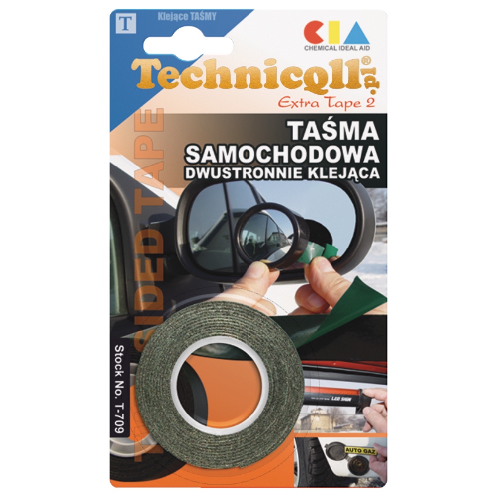TECHNICQLL Tasma samochodowa dwustronnie klejaca 19mm szeroka 150cm dluga hurtownia sklep tarnow TECHNICQLL Taśma samochodowa dwustronnie klejąca 19 mm | 1,5 m
