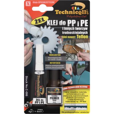 TECHNICQLL Żel do klejenia trudnosklejalnych plastików PP PE PTFE 4+4 g primer