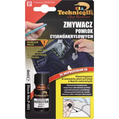 TECHNICQLL Zmywacz powłok cyjanoakrylowych 4g Rozkleja palce sklejone kropelką