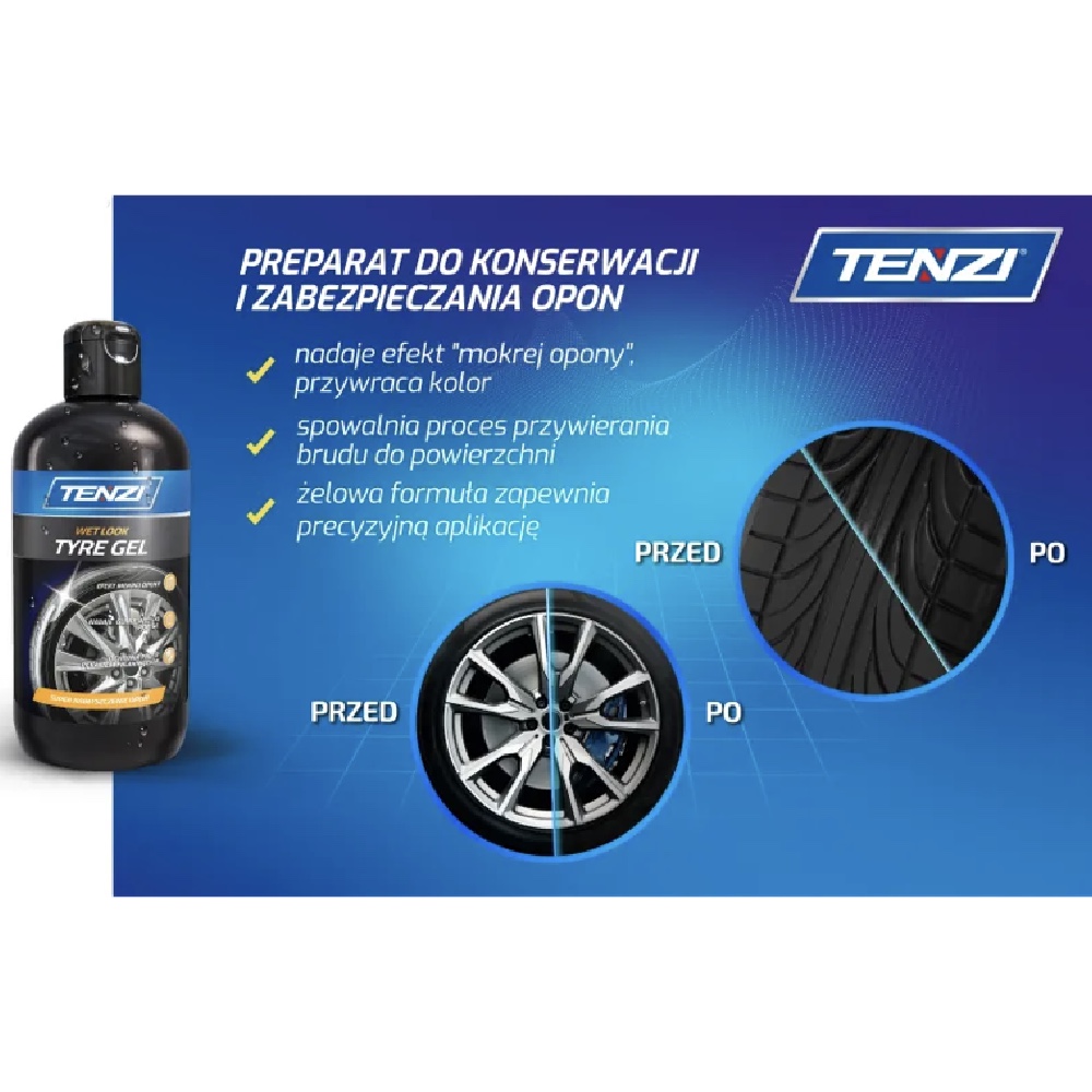 TENZI Tyre Gel 250ml Zel do zabezpieczania nablyszczania opon Hurtownia Sklep Tarnow TENZI Tyre Gel 250ml Żel do konserwacji i nabłyszczania opon - obrazek 2
