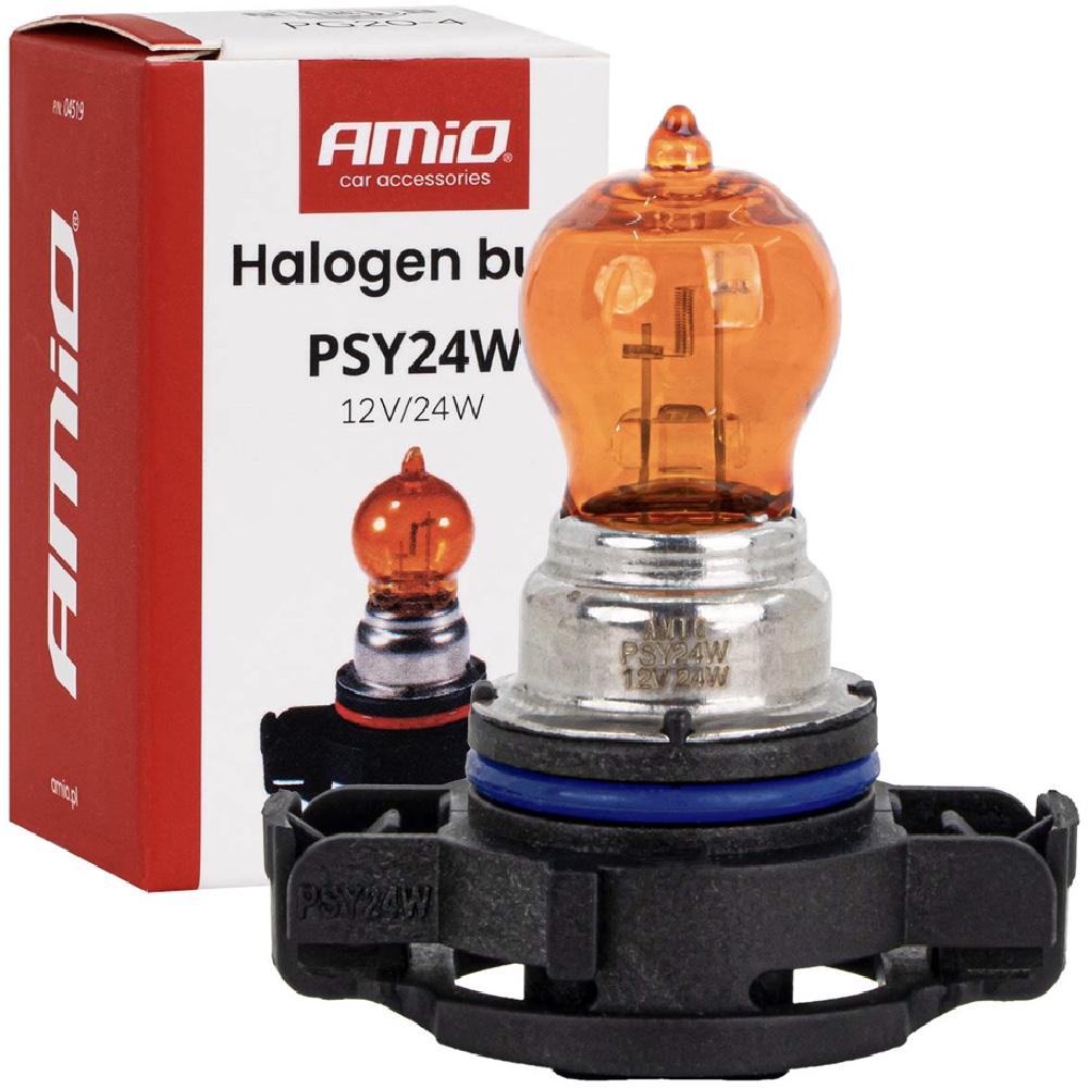 AMIO Żarówka 12V 24W PSY24W PG20-4 Pomarańczowa Amber