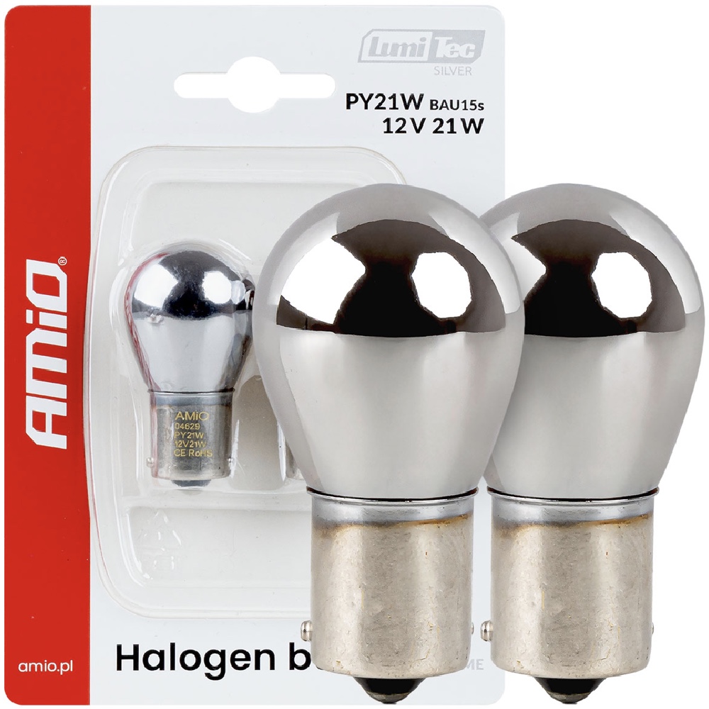 AMIO Żarówki PY21W 12V 21W chrom 2szt