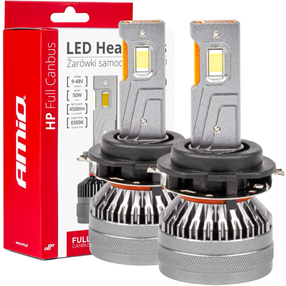 Zarowki samochodowe LED seria HP Full Canbus H7 6 6500K AMIO 03676 Hurtownia Sklep Tarnow AMIO Żarówki samochodowe LED seria HP Full Canbus H7-6 6500K