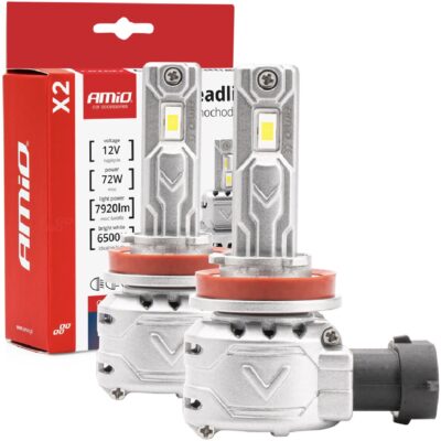 AMIO Żarówki LED CANBUS H8 H9 H11 H16 seria X2 6500K