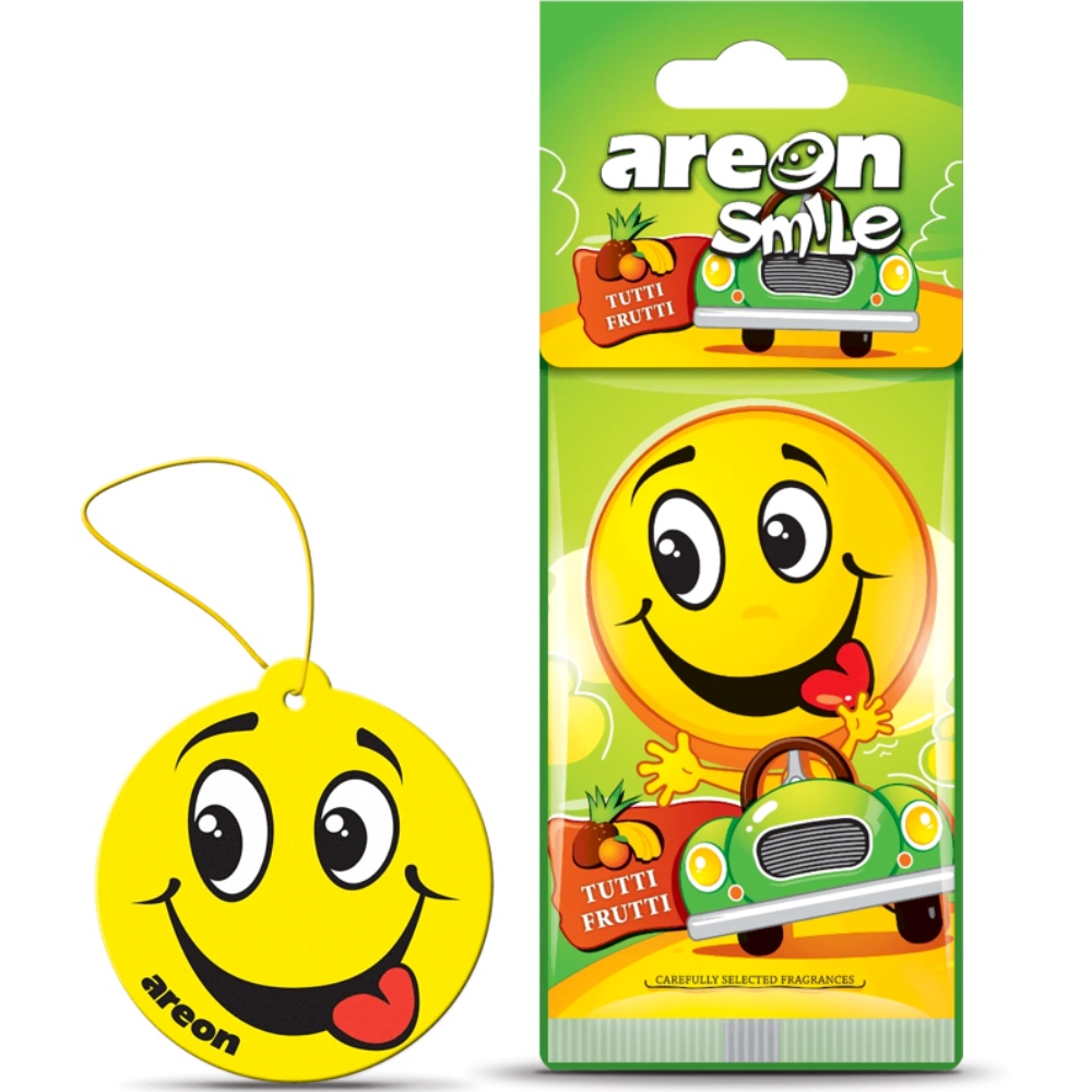 Zawieszka zapachowa AREON DRY SMILE Tutti Frutti Hurtownia Sklep Tarnow Zapach AREON SMILE Tutti Frutti
